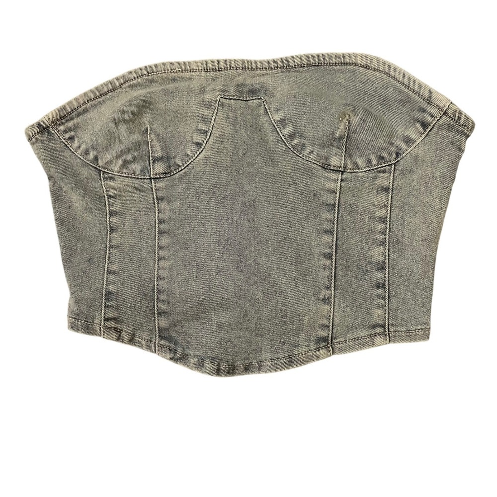NWT Denim Corset Top Strapless Blue Bustier Crop Size US 4 Y2K Fashion
